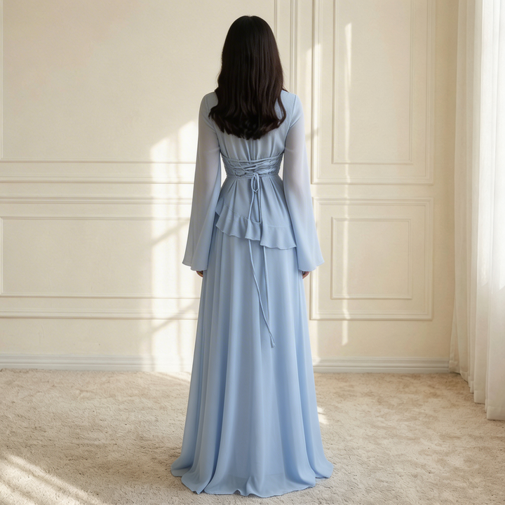 Maxi Dress – Flowy Ruffle Detail &amp; Elegant Flared Silhouette