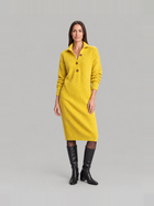 Chic ribbed midi dress with collar for women – Elze