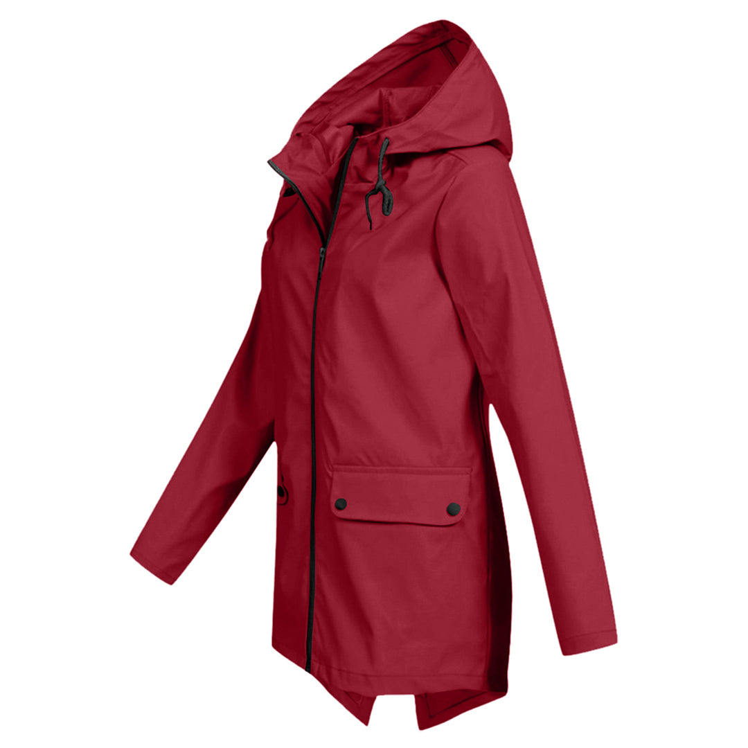 Water-repellent mid jacket with zipper and hood