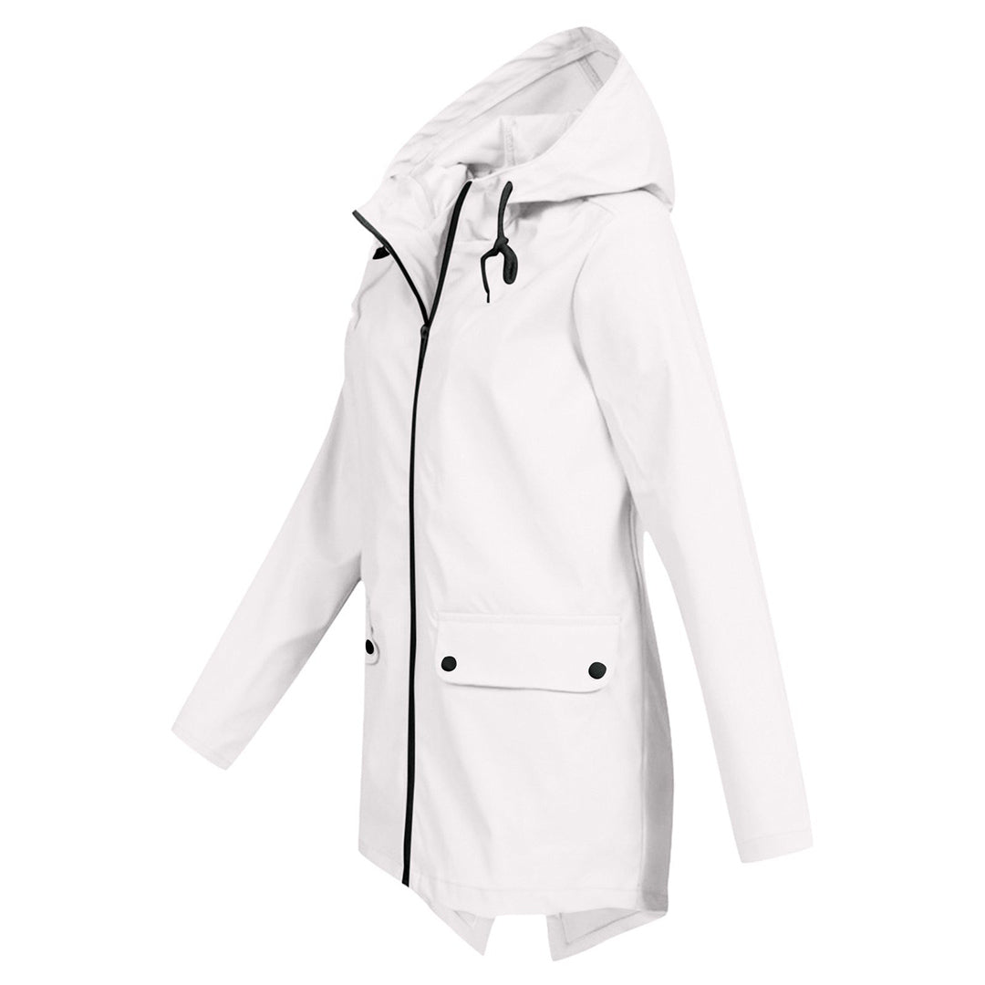 Water-repellent mid jacket with zipper and hood