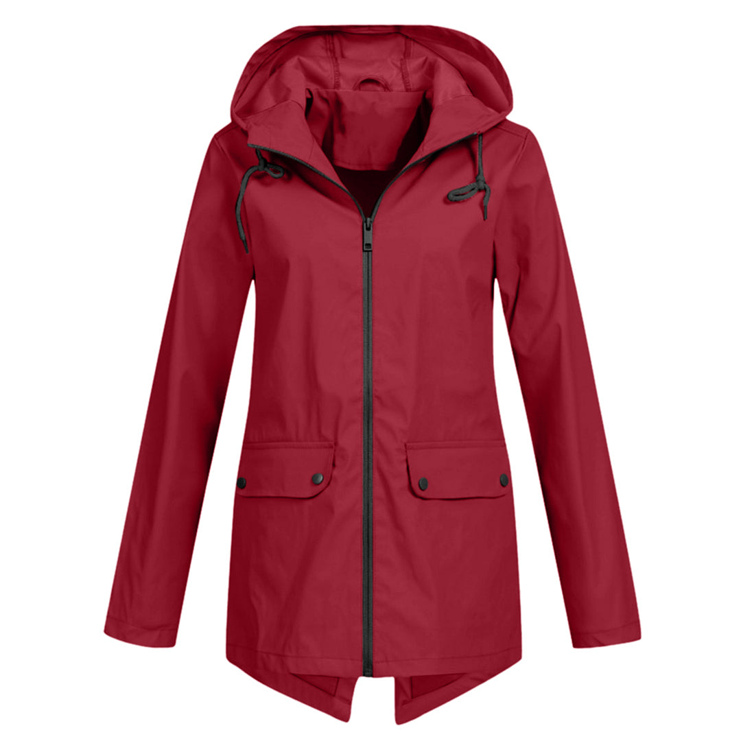 Water-repellent mid jacket with zipper and hood