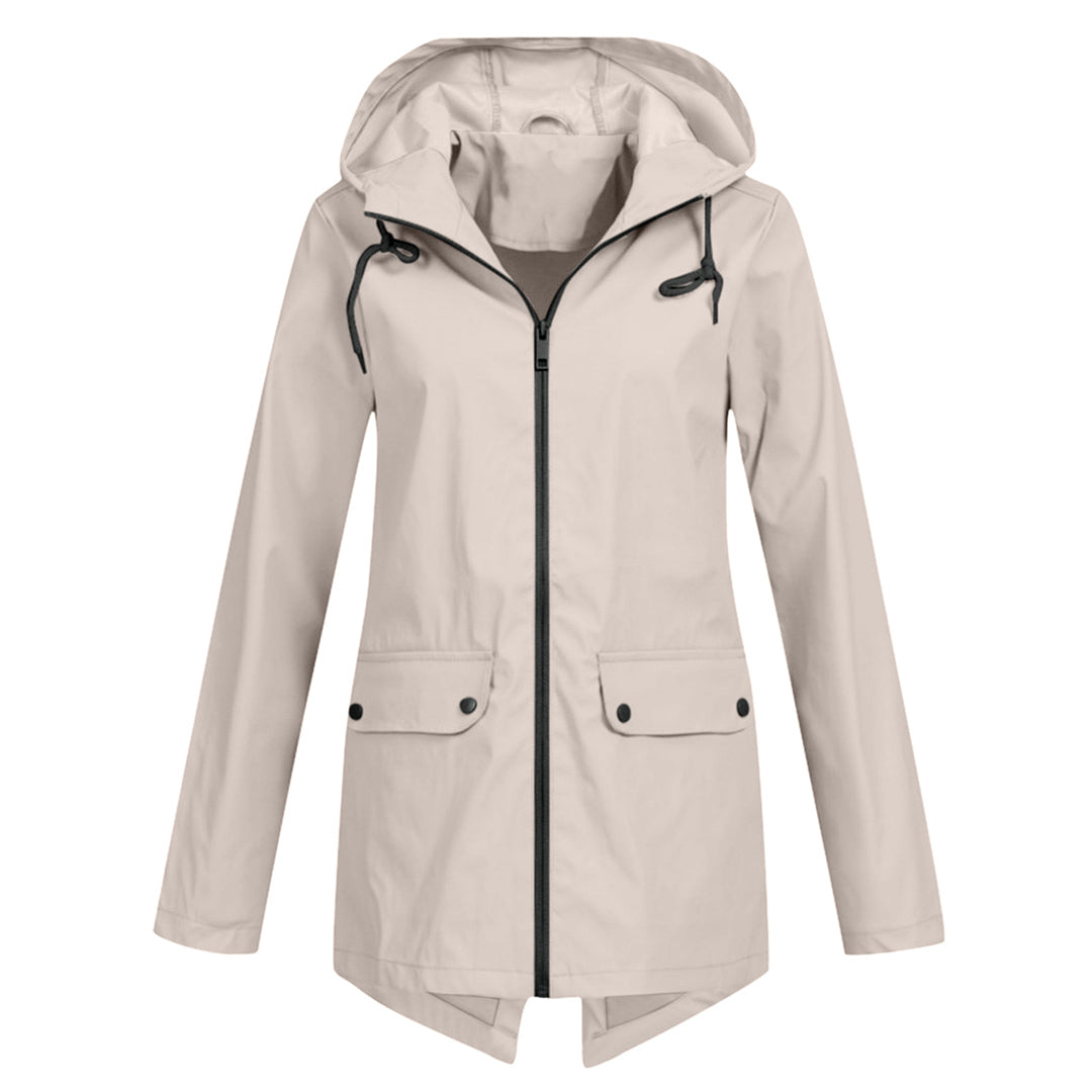 Water-repellent mid jacket with zipper and hood