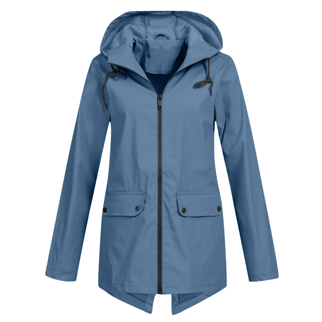 Water-repellent mid jacket with zipper and hood
