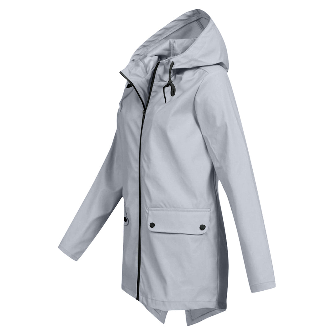 Water-repellent mid jacket with zipper and hood