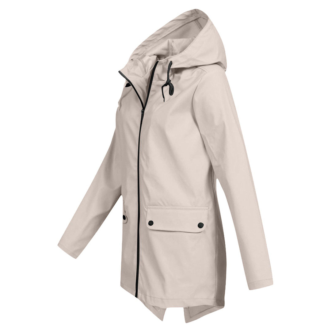 Water-repellent mid jacket with zipper and hood