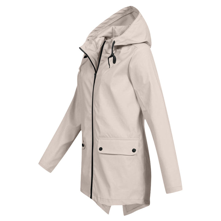 Water-repellent mid jacket with zipper and hood