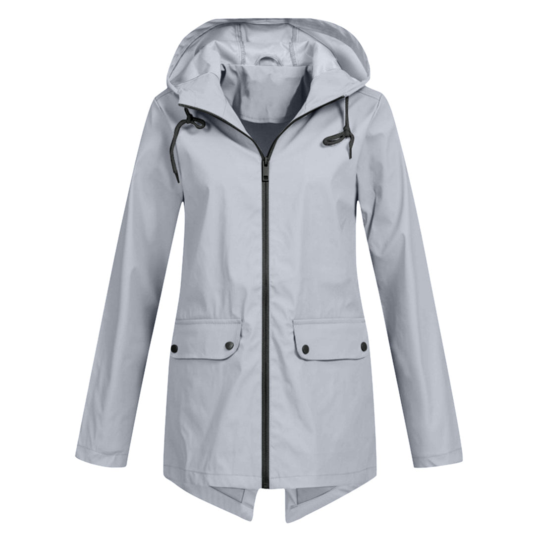 Water-repellent mid jacket with zipper and hood