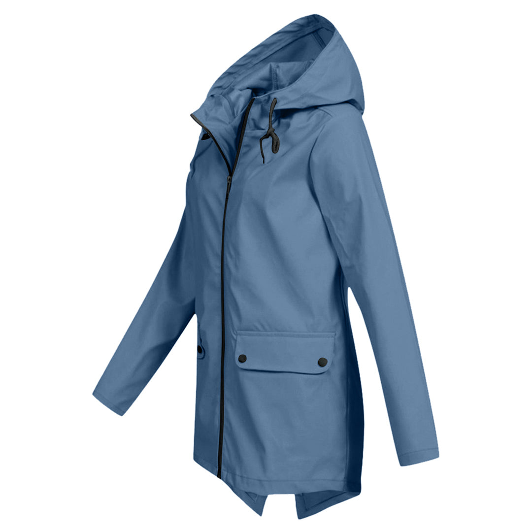 Water-repellent mid jacket with zipper and hood