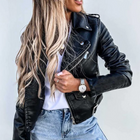 Carly | Leather Jacket with Belt and Stand-Up Collar