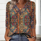 Boho Floral V Neck Top