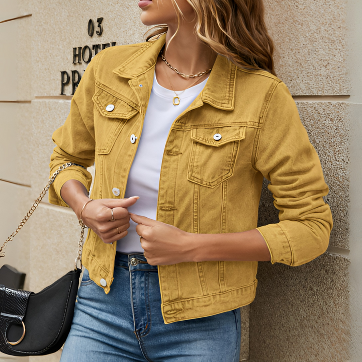 Classic Button-Up Denim Jacket for Women
