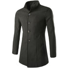 Men's Trench Coat with Stand Collar
