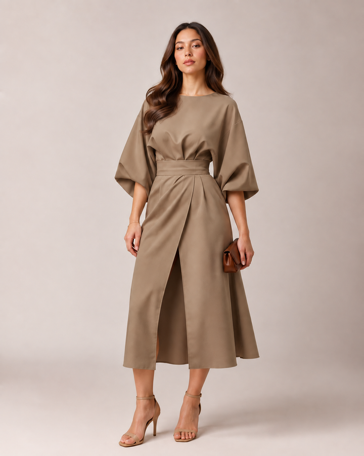 Tailored Midi Dress with Bow Belt for Women – Havanna