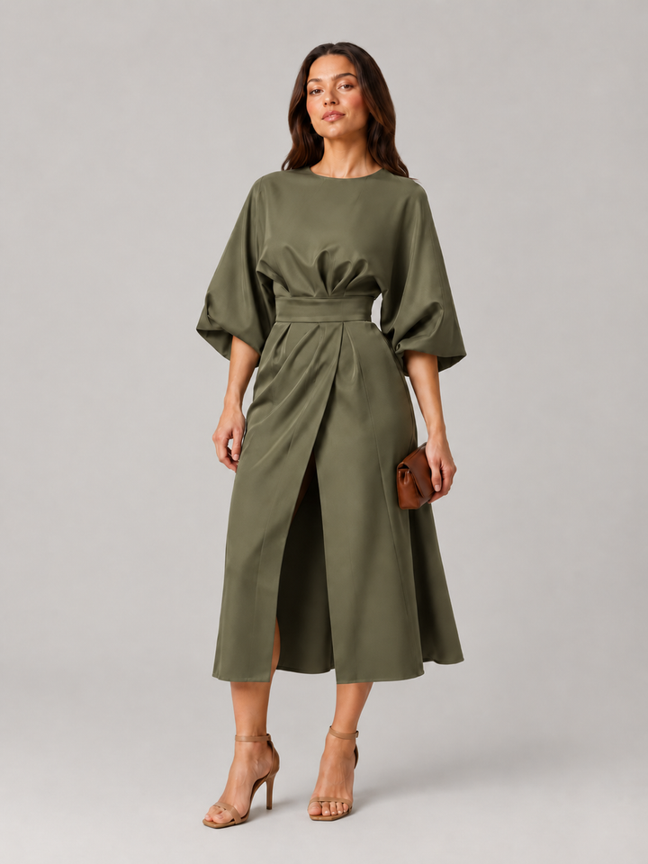 Tailored Midi Dress with Bow Belt for Women – Havanna