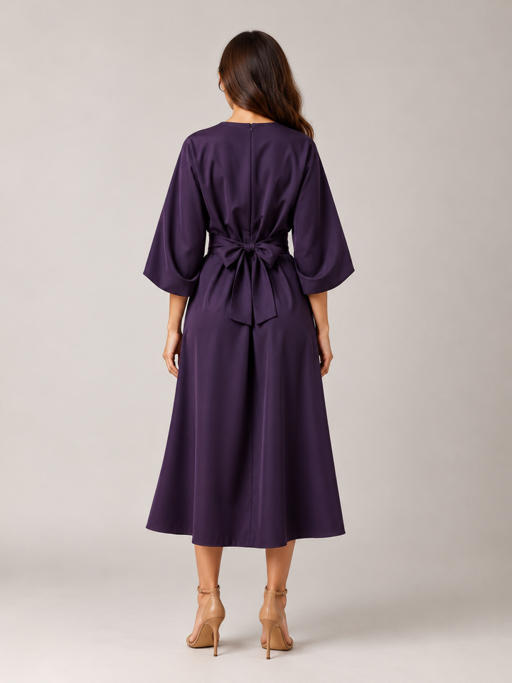 Tailored Midi Dress with Bow Belt for Women – Havanna