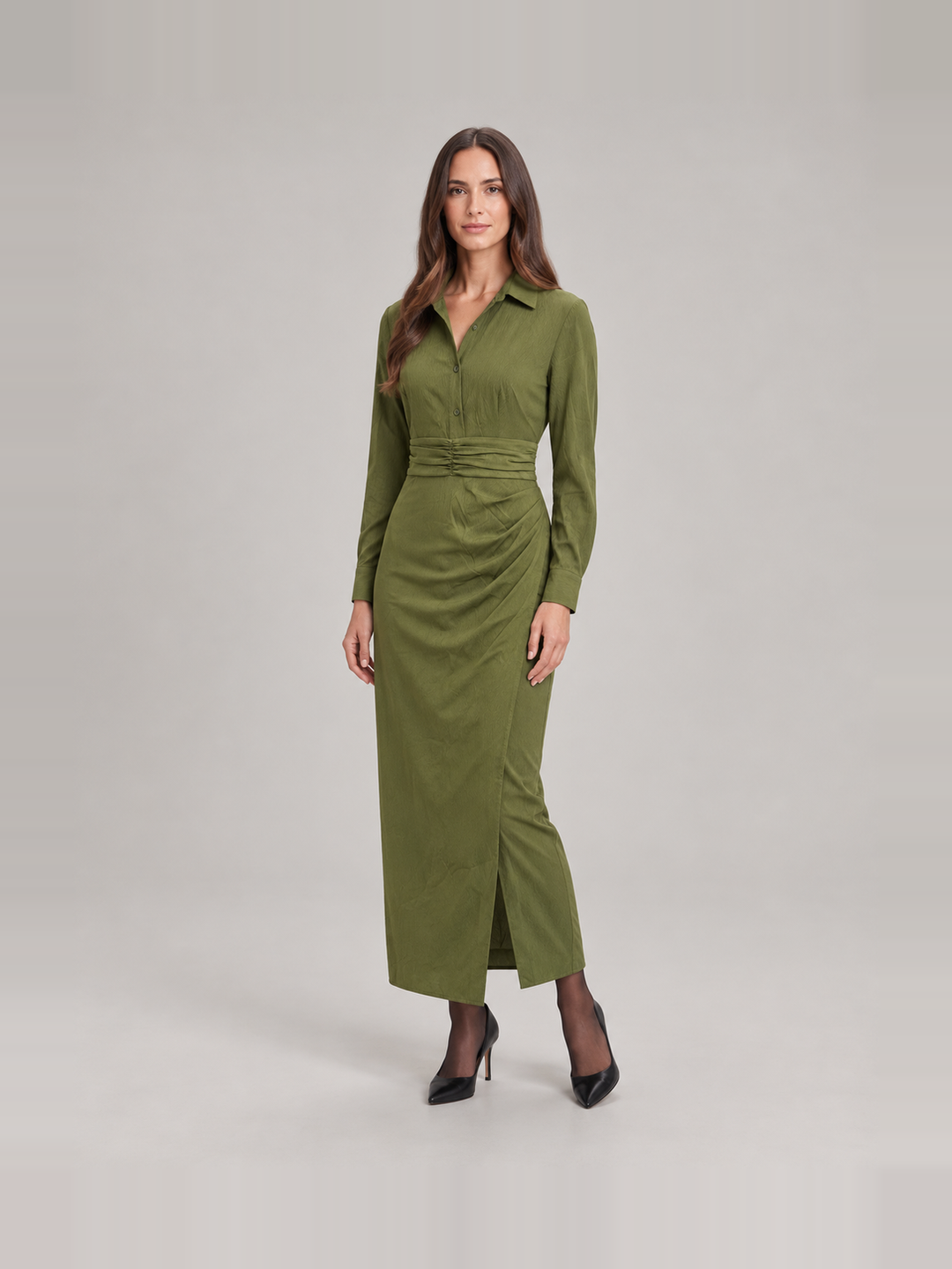 Stylish fitted wrap dress with collar for women – Hedda