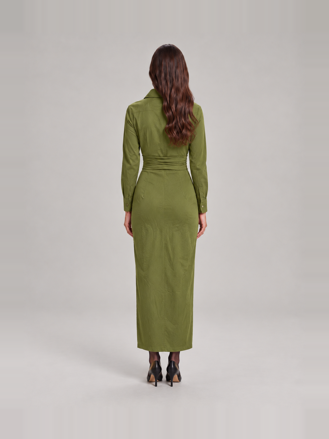 Stylish fitted wrap dress with collar for women – Hedda