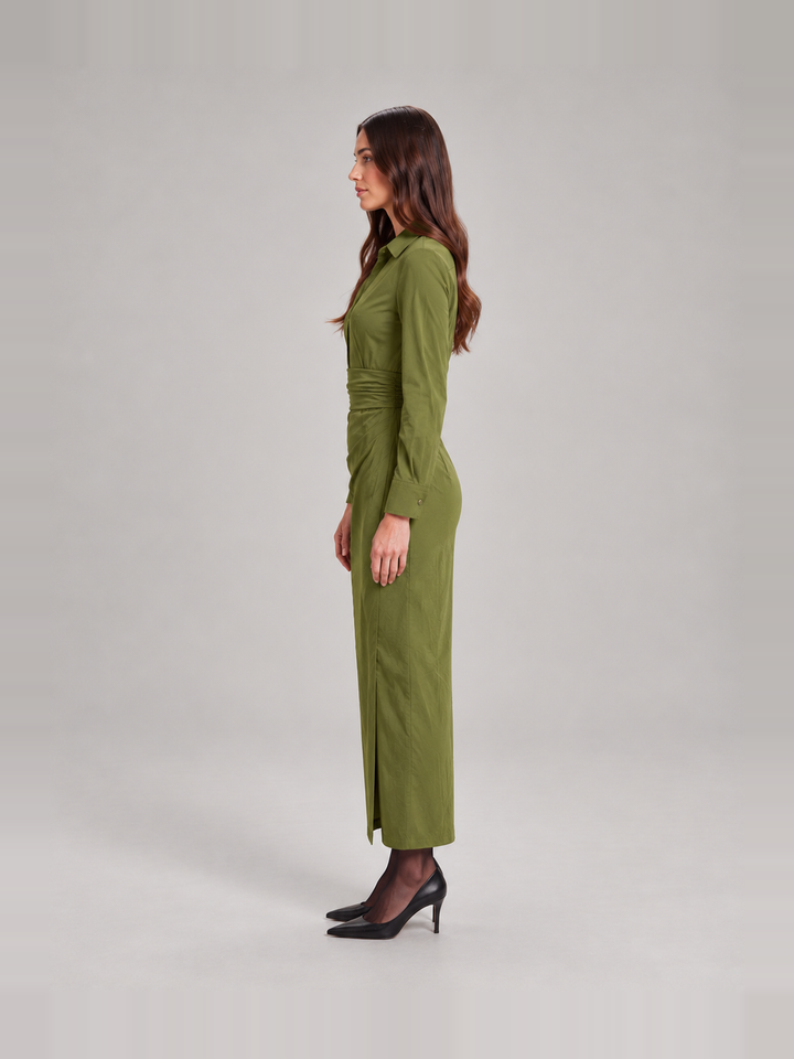 Stylish fitted wrap dress with collar for women – Hedda