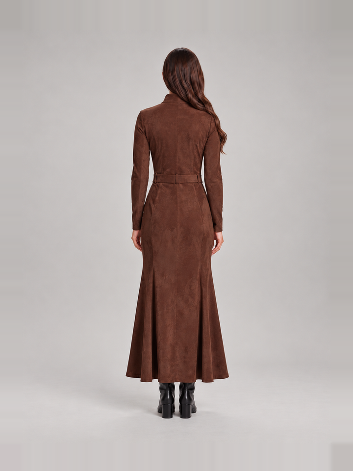 Stylish tailored suede-look dress for women – Jolanda
