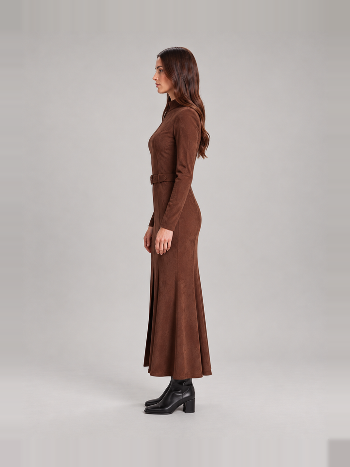 Stylish tailored suede-look dress for women – Jolanda