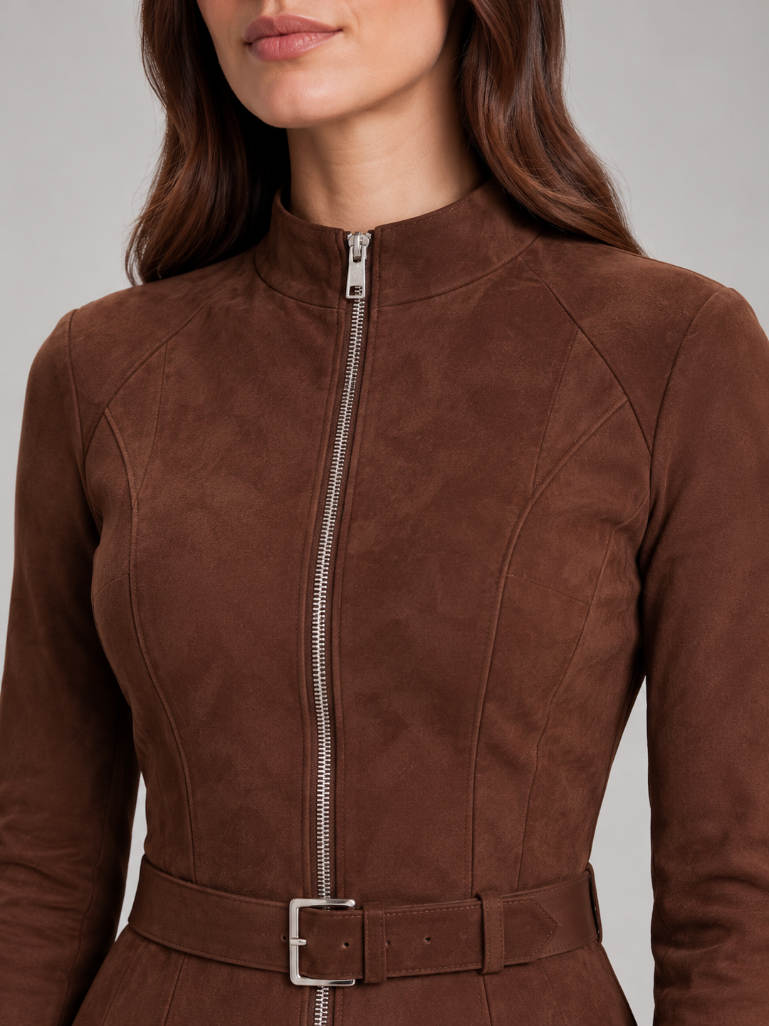 Stylish tailored suede-look dress for women – Jolanda