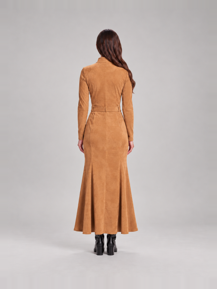 Stylish tailored suede-look dress for women – Jolanda