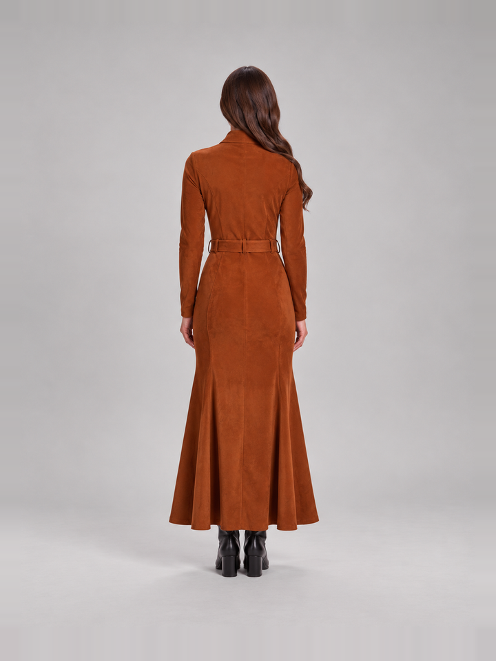 Stylish tailored suede-look dress for women – Jolanda