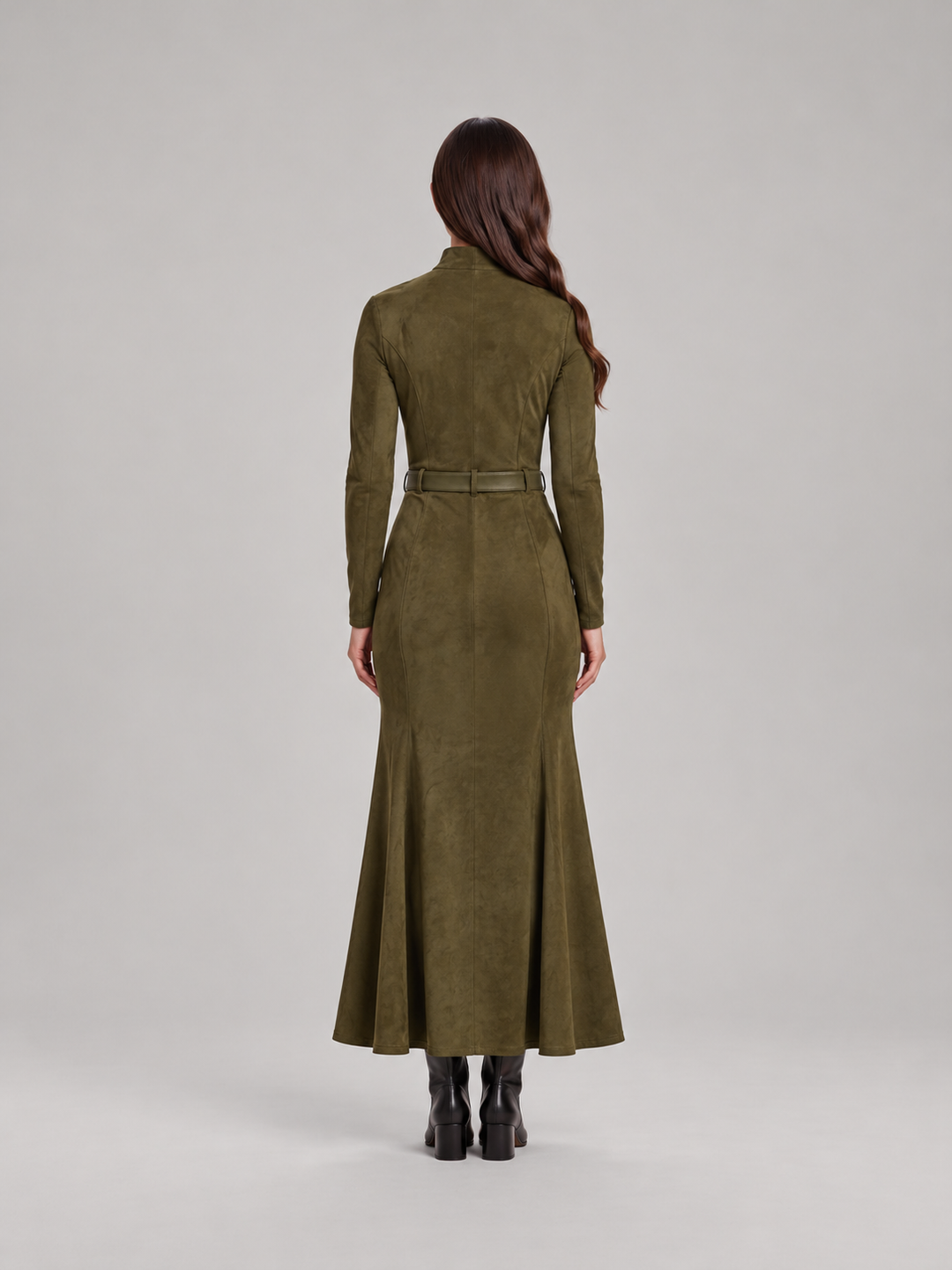 Stylish tailored suede-look dress for women – Jolanda