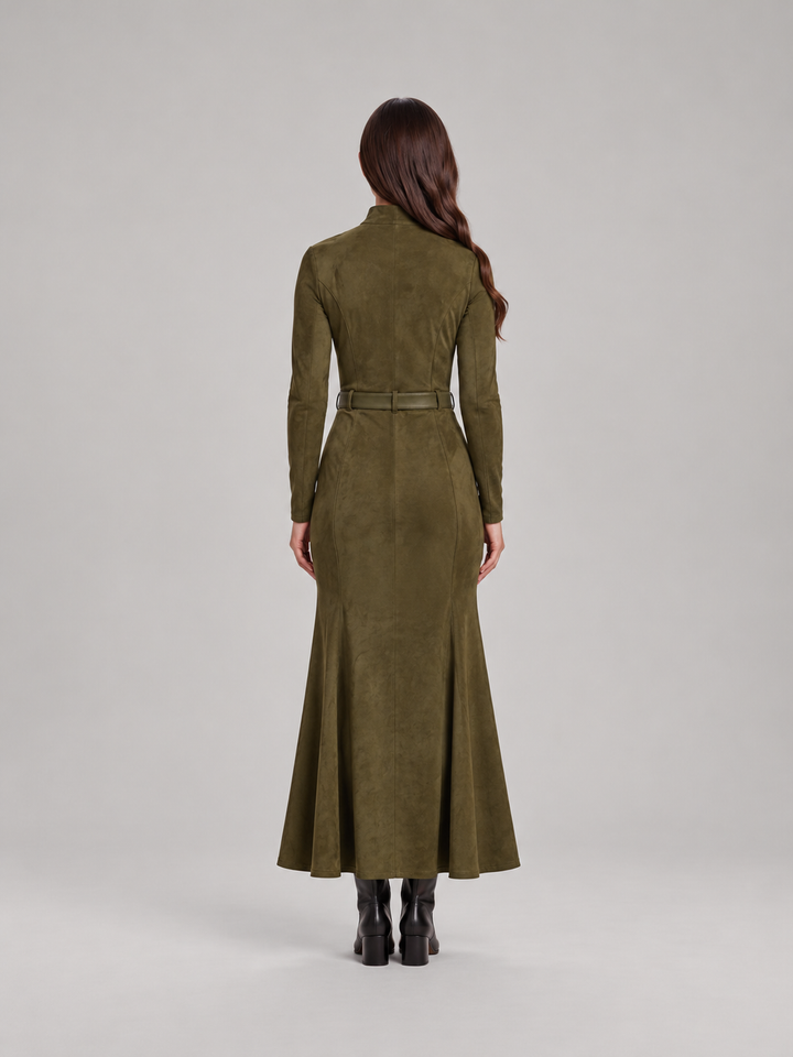 Stylish tailored suede-look dress for women – Jolanda