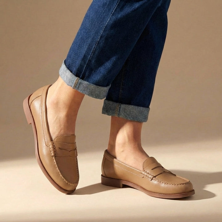 Retro Flat Loafer Pumps Vegan Leather Brushed Plus-Size Casual Shoe