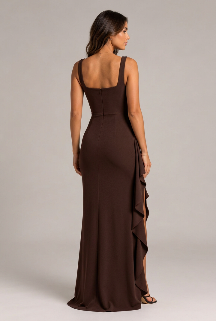 Draped Maxi Dress with High Split for Women – Lianne