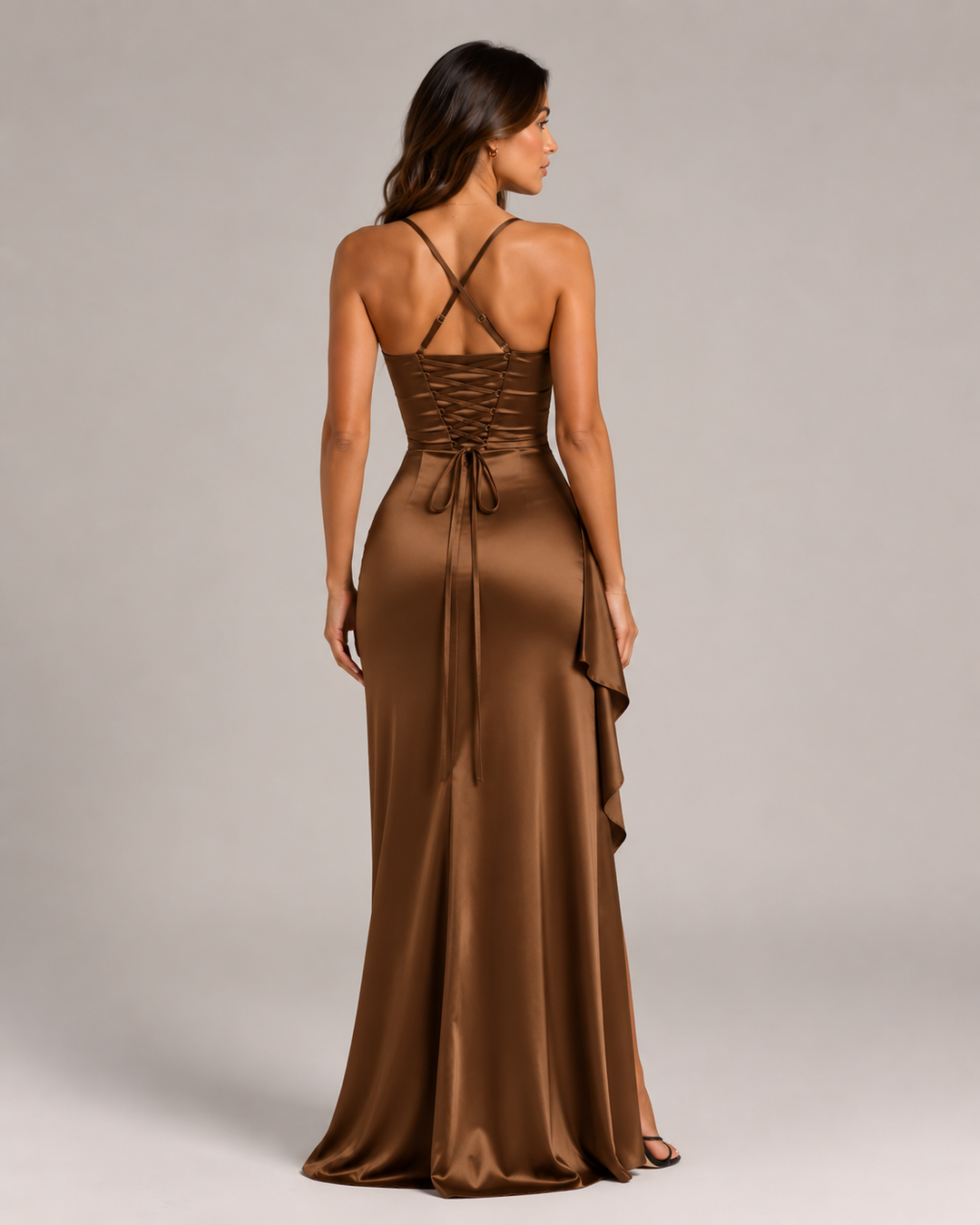 Draped Maxi Dress with High Split for Women – Lianne