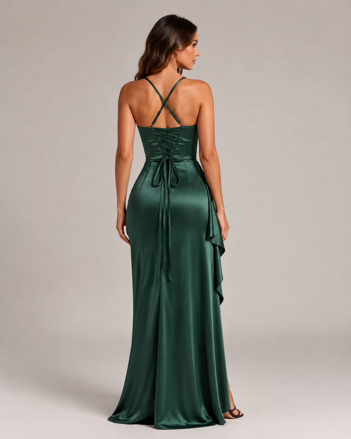 Draped Maxi Dress with High Split for Women – Lianne