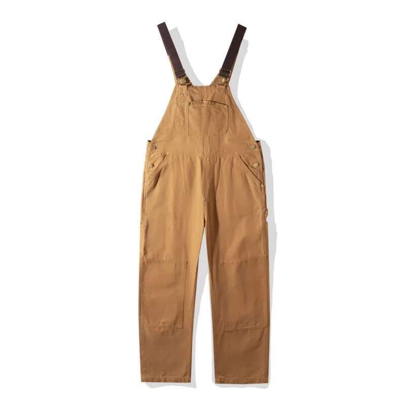 Camel Straight-Leg Bib Overalls for Women