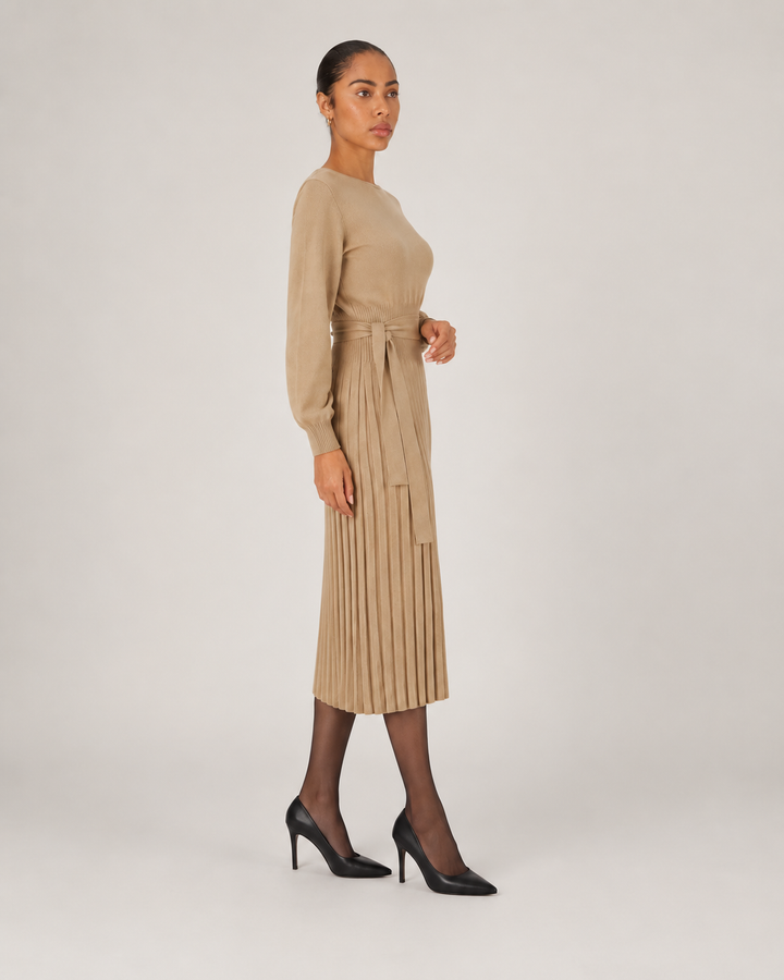 Knit Midi Dress with Pleated Skirt for Women – Marit