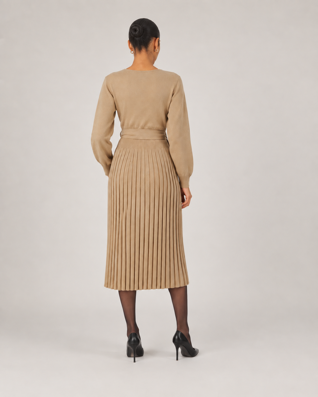 Knit Midi Dress with Pleated Skirt for Women – Marit