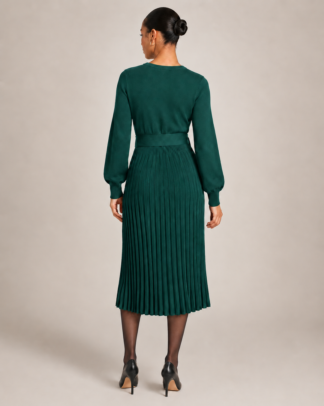 Knit Midi Dress with Pleated Skirt for Women – Marit