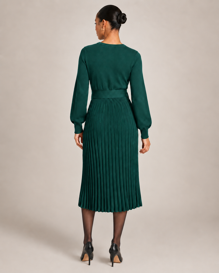 Knit Midi Dress with Pleated Skirt for Women – Marit