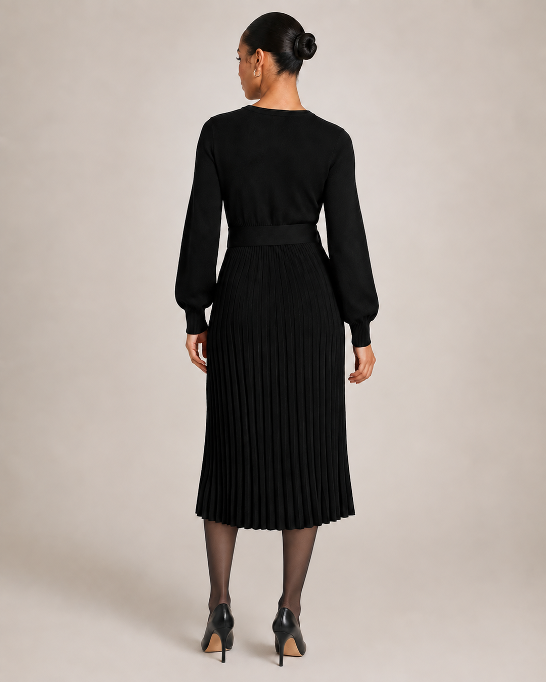 Knit Midi Dress with Pleated Skirt for Women – Marit