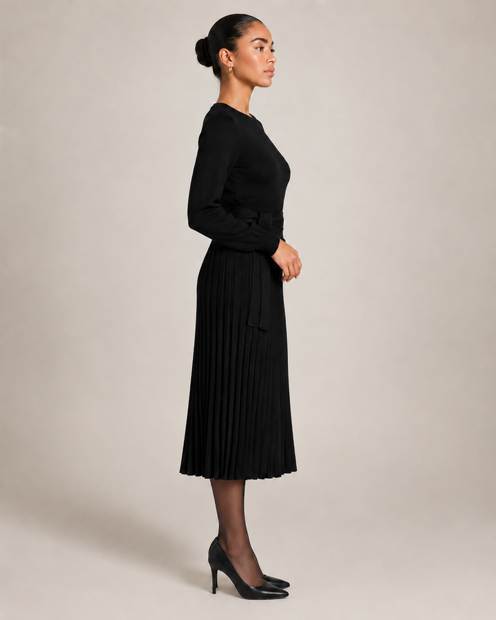 Knit Midi Dress with Pleated Skirt for Women – Marit