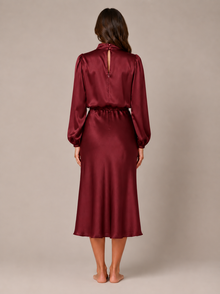 Dressed Midi Dress with Puff Sleeves for Women – Marlies