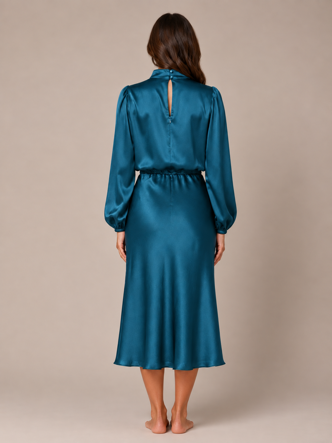 Dressed Midi Dress with Puff Sleeves for Women – Marlies