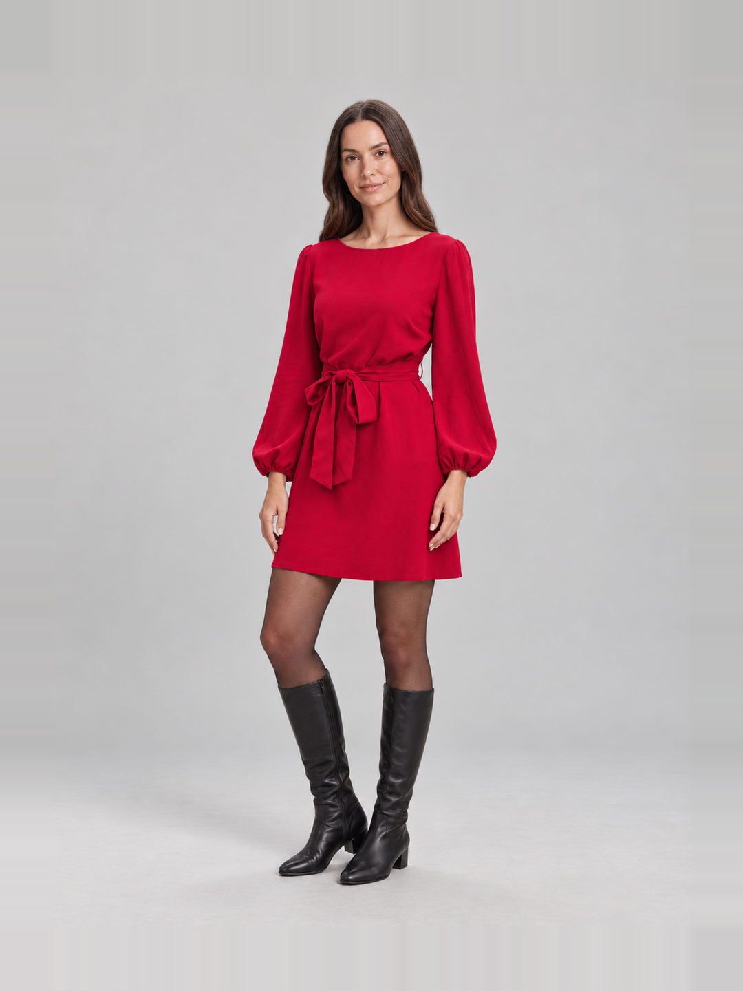 Elegant dress with belt for women – Melanie