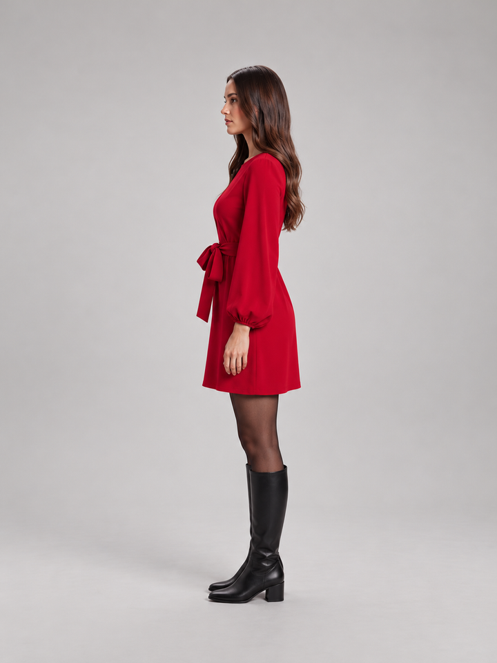 Elegant dress with belt for women – Melanie