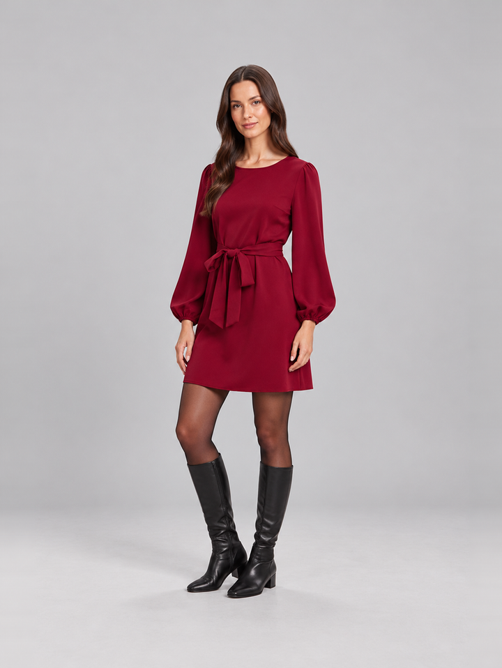 Elegant dress with belt for women – Melanie