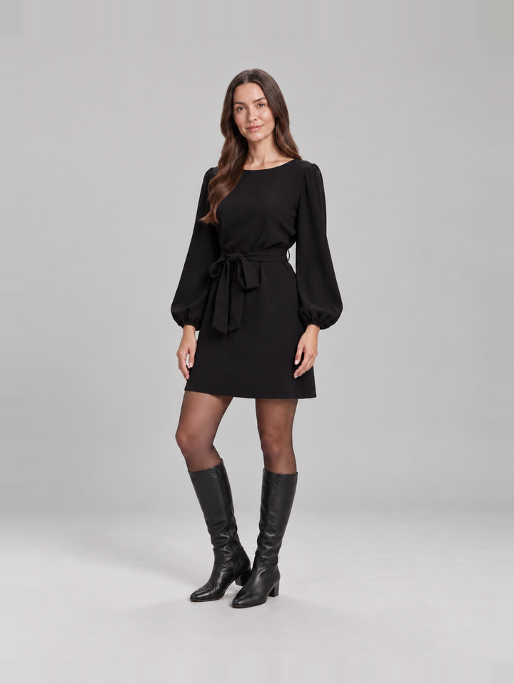 Elegant dress with belt for women – Melanie