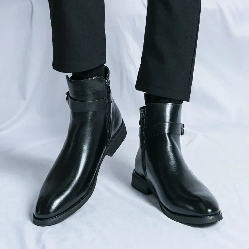 Men’s Classic Chelsea Boots with Side Zipper – Stylish Footwear for Any Occasion