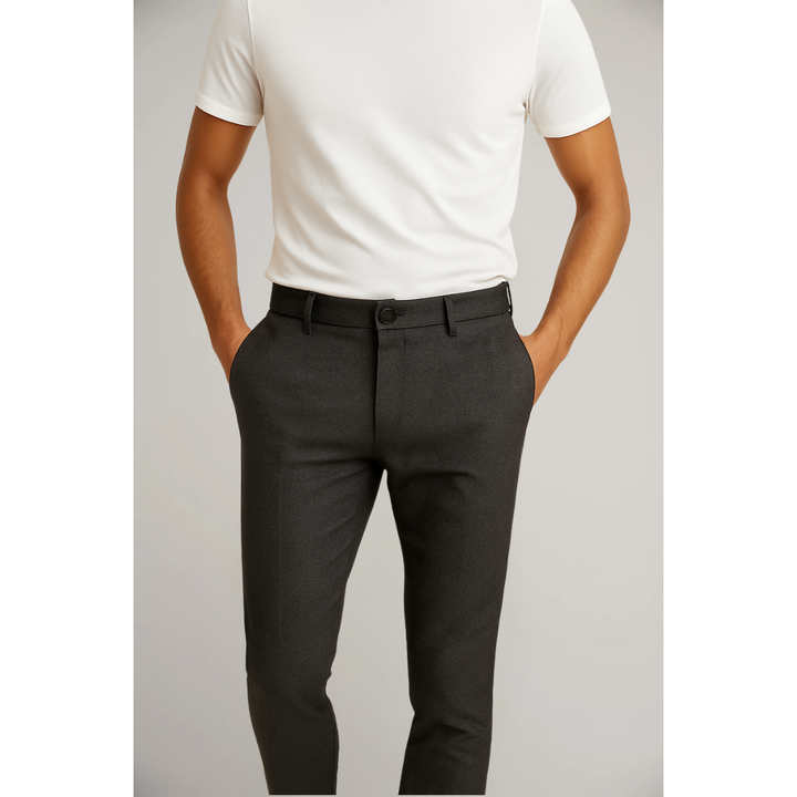 Men’s Classic Flat-Front Trousers for Office Wear
