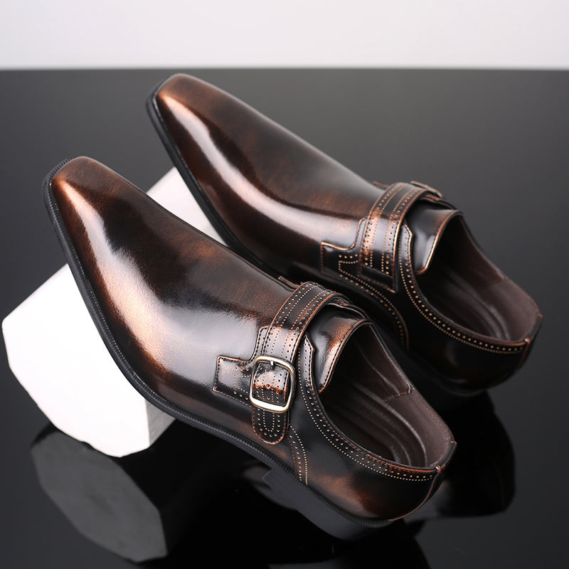 Men’s Glossy Monk Strap Shoes – Sleek Polished Design