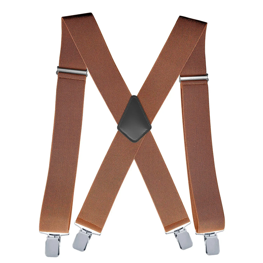 Mens Suspenders with Wide Reinforced Straps and Heavy-Duty Metal Clips, Adjustable Y-Back